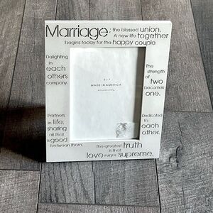 New! Lasercraft, Pearl-White, “Marriage” 5x7, Picture Frame.